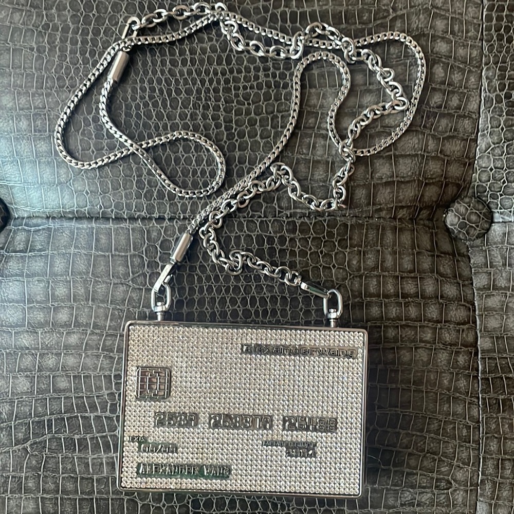 Diamond alexander wang silver card holder. Gently used can be used as a purse